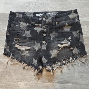 Mossimo Supply Co Black and Gray Jean Shorts Distressed Hem